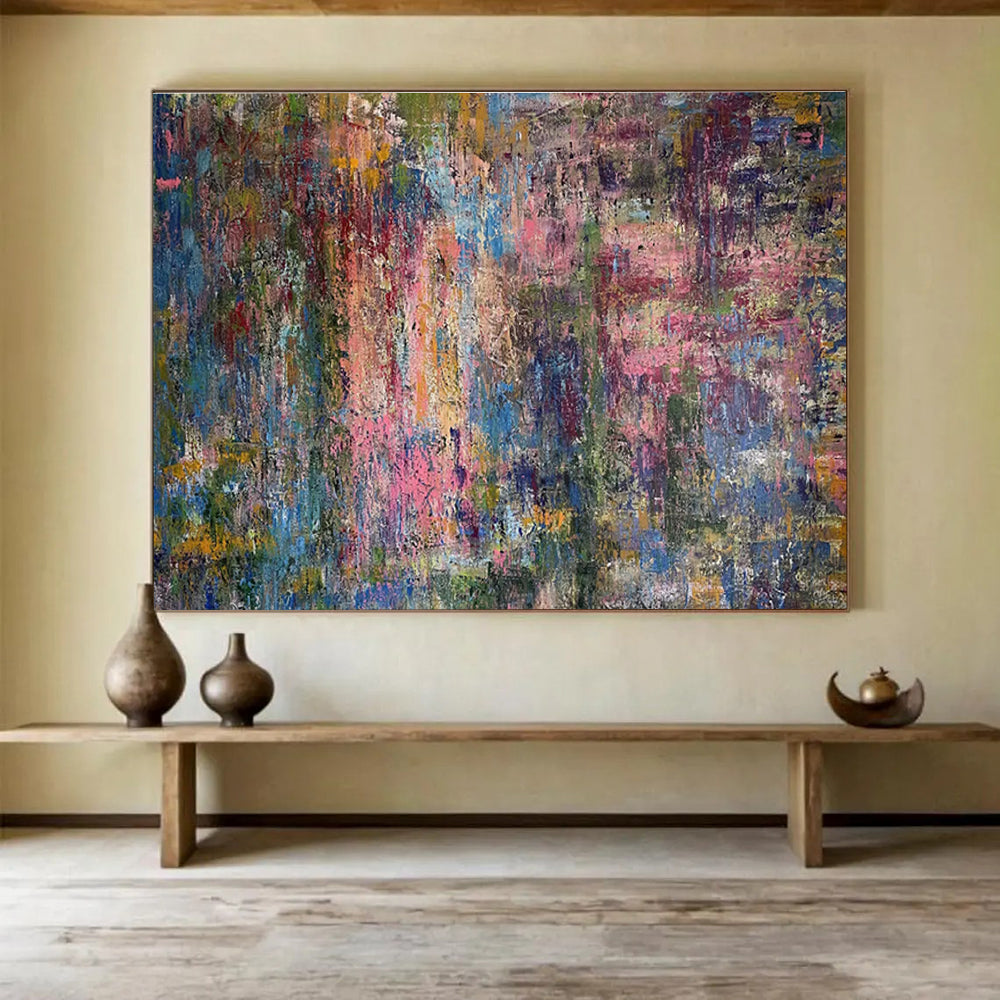 “Vibrant Color Mosaic” - Multicolor Abstract, Textured Wall Art Painting On Canvas DKS715