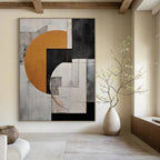Interlocking Geometric Forms in Neutral Tones "Neutral Harmony" Abstract Painting On Canvas PS1207