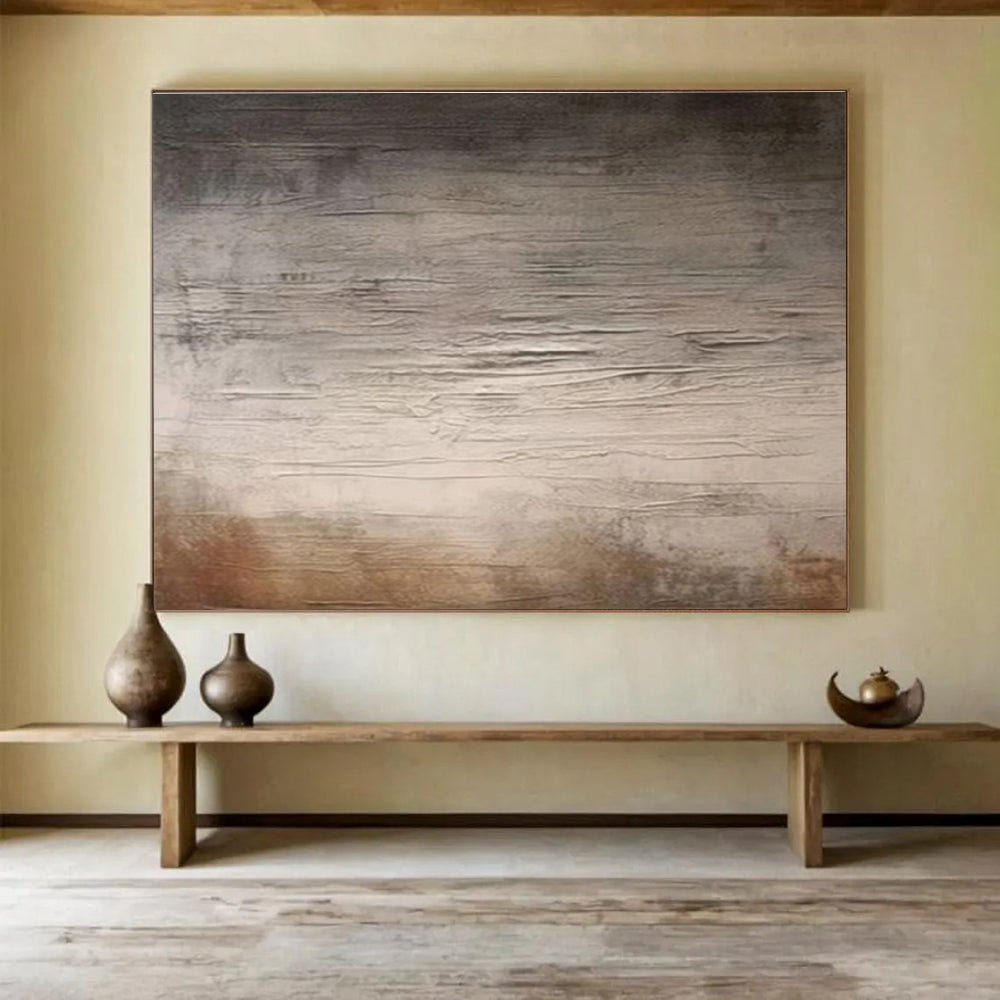 Textured Gray - Brown Abstract - Minimalist Abstract Painting On Canvas DKS327