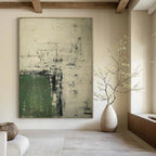 “Green - Gray - Black Abstract” - Industrial Abstract Painting On Canvas PS0168