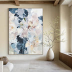 “Soft Floral Bouquet: Blue and White Abstract Flowers” - Impressionistic Floral Painting On Canvas PT0929