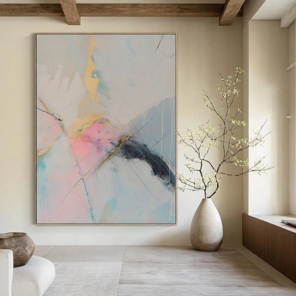 Pastel Hues with Gold Accents "Gilded Dream" Abstract Painting On Canvas PS1179