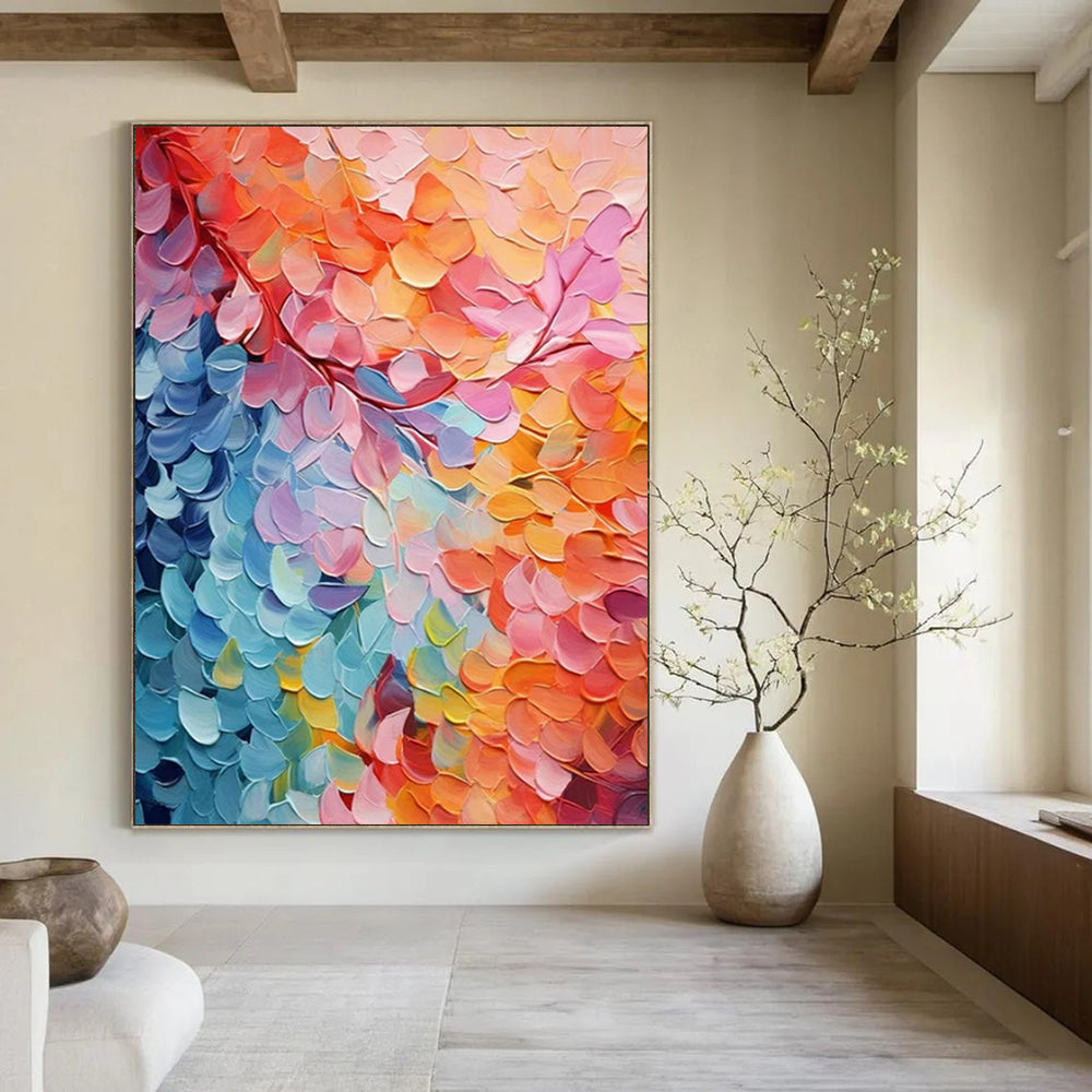 “Colorful Leaf Canopy” - Impasto Landscape Painting On Canvas PT2219