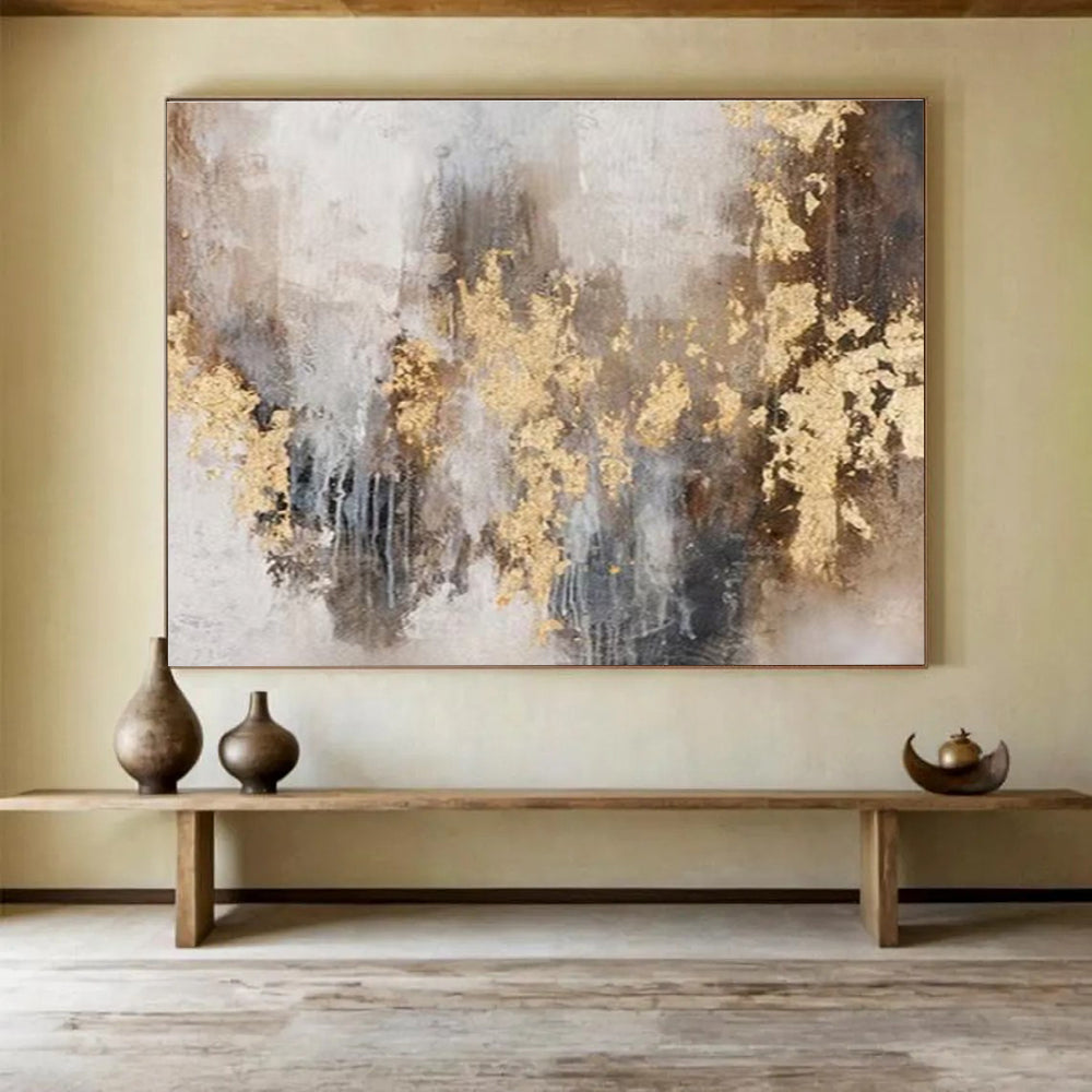 “Gilded Neutrals” - Textured Abstract Painting On Canvas DKS413