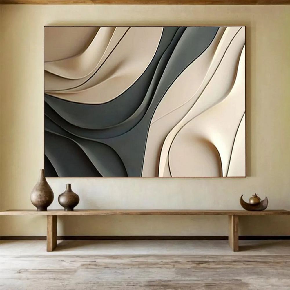 “3D Curved Abstract” - Sculptural Abstract Art On Canvas DKS523