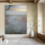 “Ethereal Coastal Horizon” - Soft Tones & Subtle Textures Painting On Canvas DS173