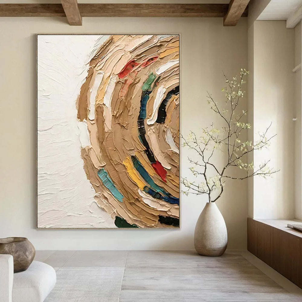 “Colorful Textured Swirl” - Impasto Abstract Painting On Canvas PT1118