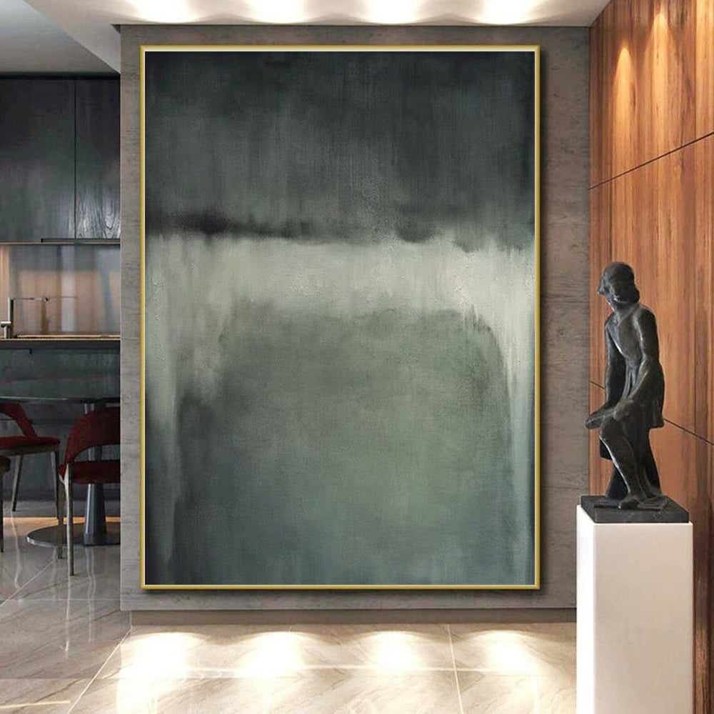 “Gray Gradient Calm” - Gray, White Abstract Subtle Painting On Canvas PS0630