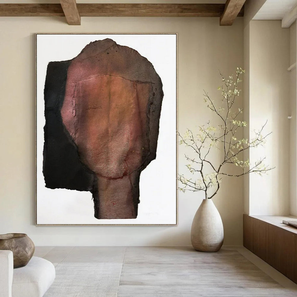 “Moody Collage Head” - Mixed - Media Collage Painting On Canvas PT2227