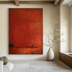 “Deep Red Solid Tone” - Minimalist Abstract Painting On Canvas PT1117