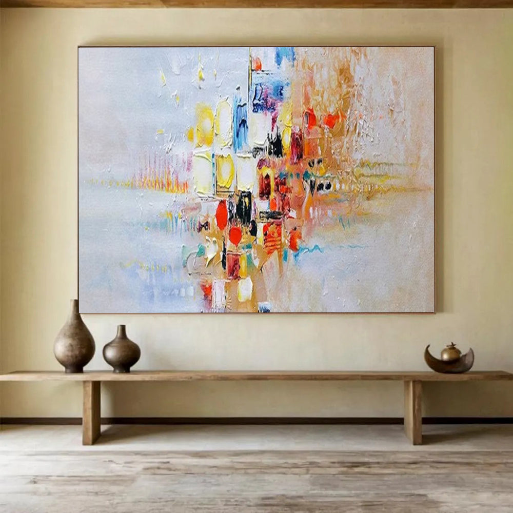 “Colorful Urban Abstract” - Vibrant Cityscape Painting On Canvas PT180