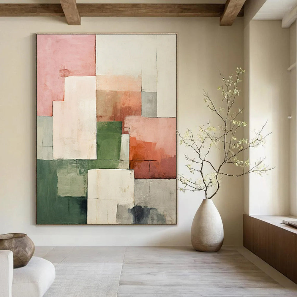 “Pastel Geometric Abstract” - Minimalist Geometric Painting On Canvas PT2279