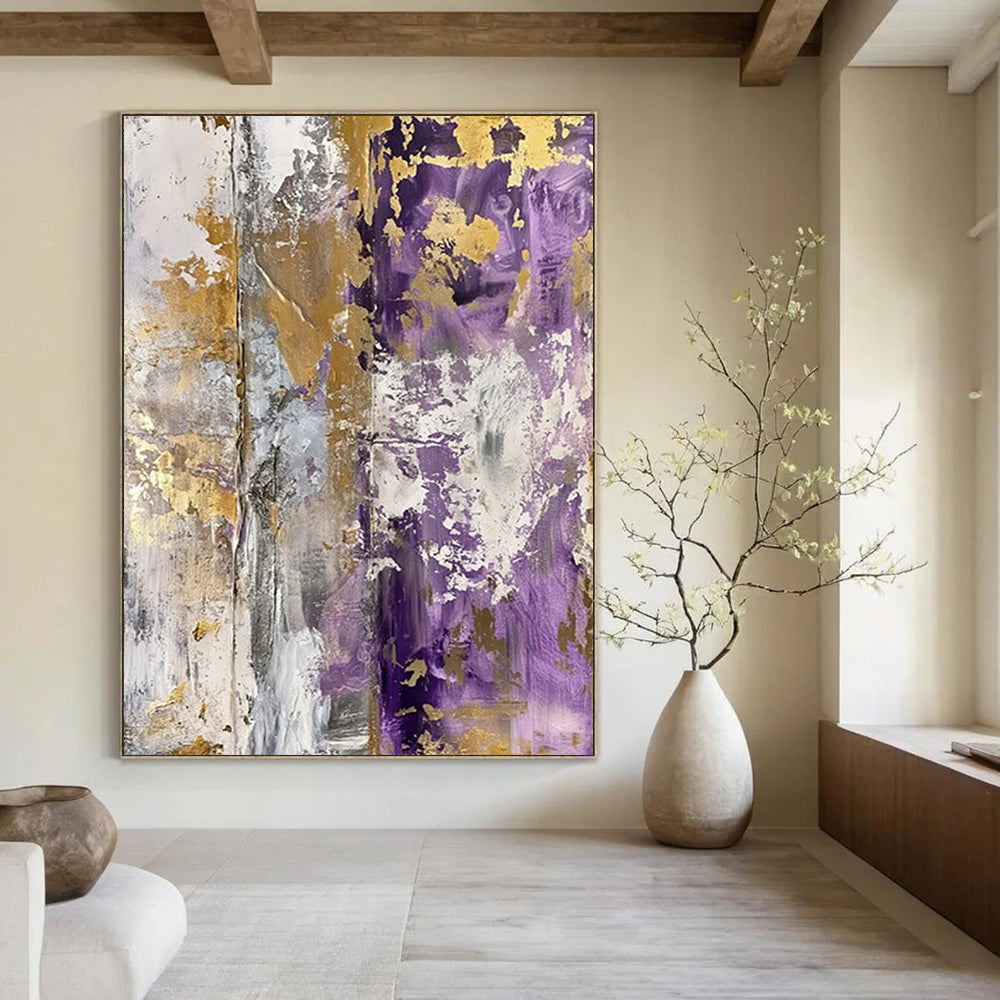“Purple & Gold Elegance” - Rich Tones & Metallic Accents Painting On Canvas DS134