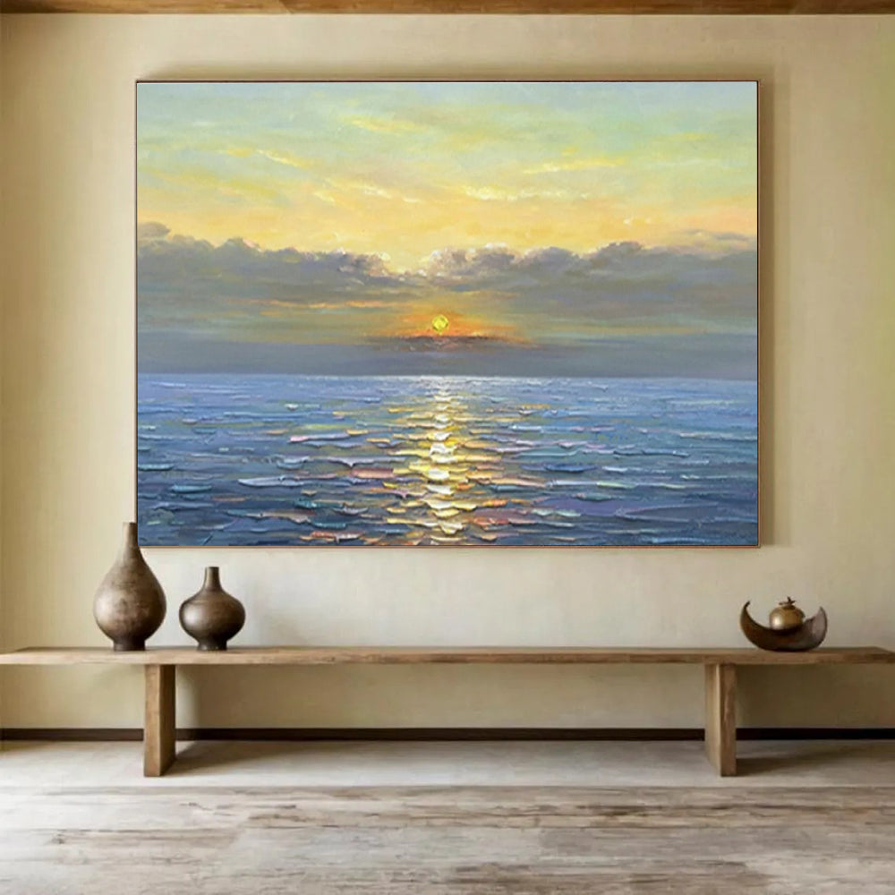 “Serene Sea Sunset” - Realistic Oil Painting On Canvas DKS883