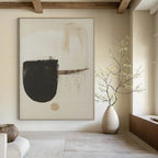 Beige and Black Abstract Shapes, "Neutral Forms" – Abstract Geometric Painting On Canvas PS0935