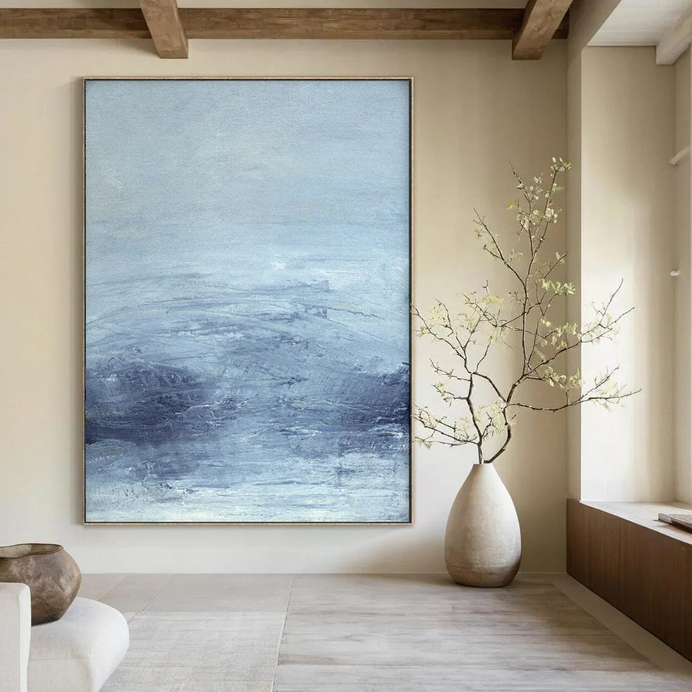 “Blue - Gray Abstract Horizon” - Minimalist Landscape Painting On Canvas PT1962