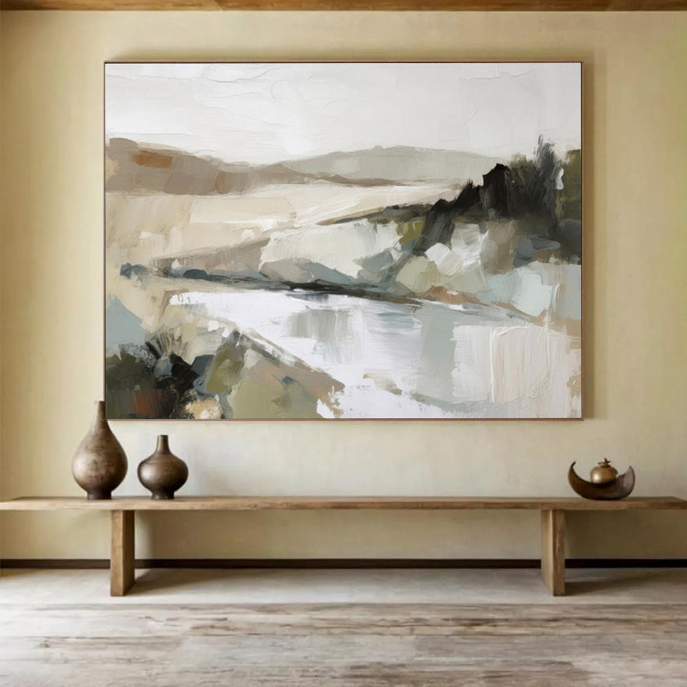 “Neutral - Toned Abstract Landscape” Landscape - Inspired Abstract Painting On Canvas DKS238