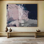 “Blush and Navy Abstract Fusion” - Subtle Abstract Painting On Canvas PT142