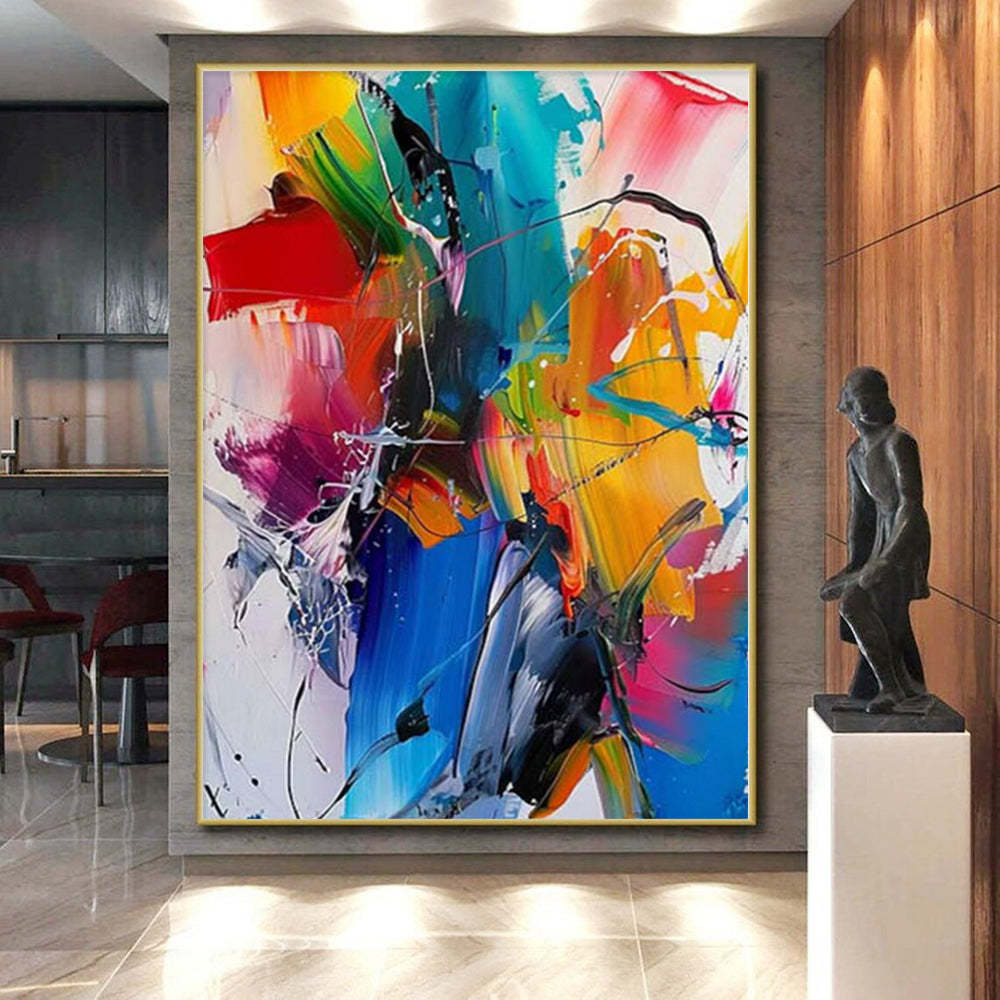 “Intense Color Clash of Creativity” - Chaotic Abstract Painting On Canvas PS0232