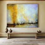 “Golden - Purple Abstract Horizon” - Impressionistic Landscape Painting On Canvas PT1586