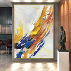 “Colorful Impasto Swirl” - Multicolor, White Abstract Impasto Painting PS0605