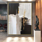 “Black - White - Gold Opulent Abstraction” - Black, White, Gold Abstract Painting On Canvas PS0497