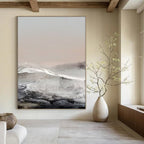 “Misty Gray Landscape” - Subtle Tones & Textured Terrain Painting On Canvas DS162
