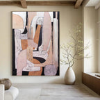 “Neutral Tones Geometric Abstract” - Earthy Shapes in a Modern Composition Painting On Canvas DS252
