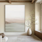 “Blush - Green Watercolor Coastal Haze” - Watercolor Painting On Canvas PT2063