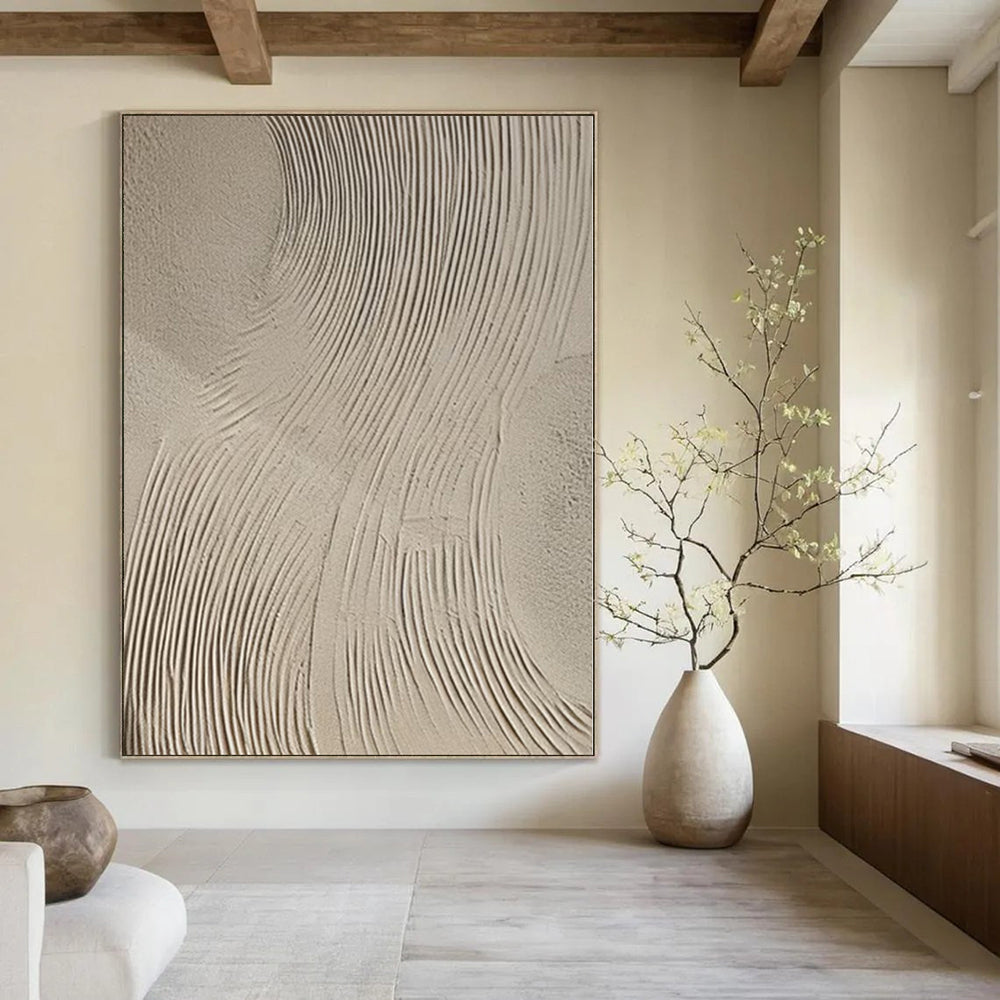 “Beige Textured Abstract” - Minimalist Abstract Painting On Canvas PS0111