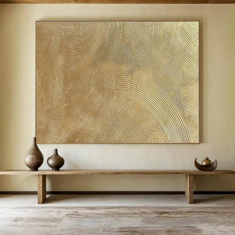 “Golden Textured Abstract” - Abstract Painting on Canvas DKS580