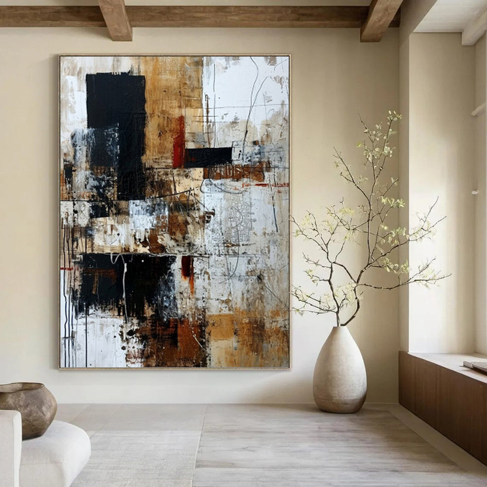 “Brown - Black Abstract” - Abstract Expressionist Painting On Canvas PT1330