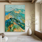 Textured Mountainscape, Impasto Abstract, Cézanne - Inspired, Painting On Canvas PT2120