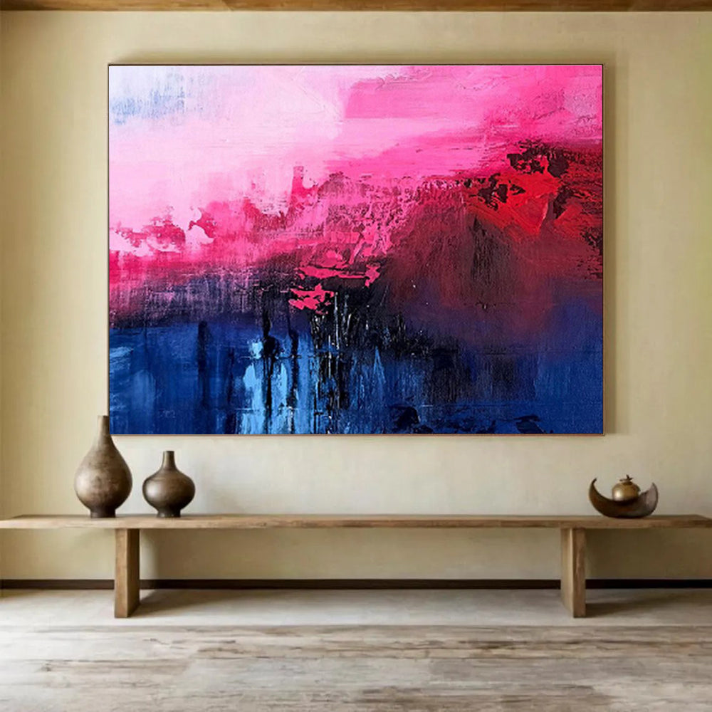 “Red, Grey, and White Geometric Composition” Abstract Painting On Canvas DKS268
