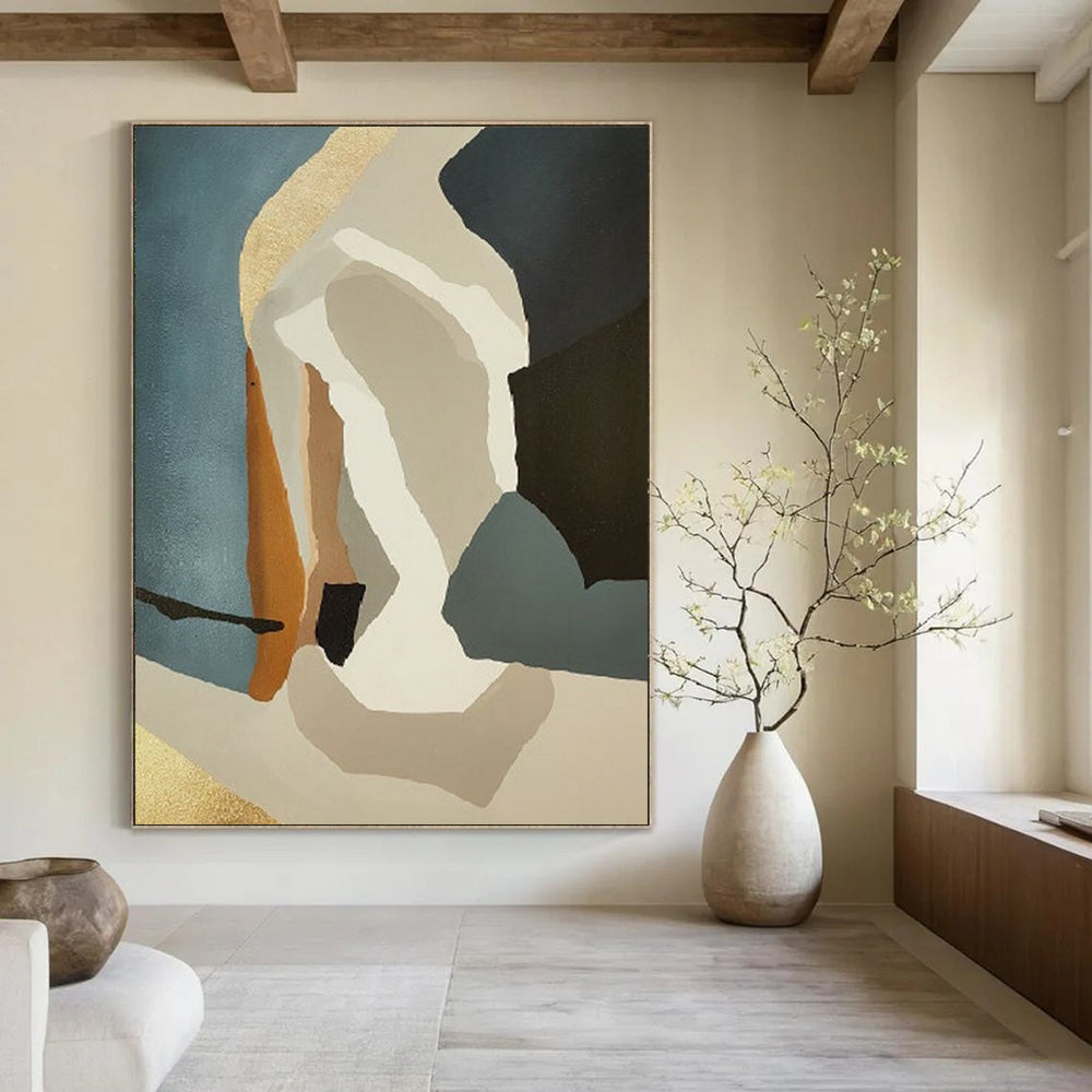 “Color - Blocked Shapes” - Geometric Forms in Muted Hues Painting On Canvas DS145