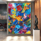 “Bold Color Palette Knife Extravaganza” - Tactile Abstract Painting On Canvas PS0229