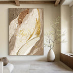“Elegant Neutrals with Gold Accents” - Beige, Brown, Gold Abstract Painting On Canvas PT1477