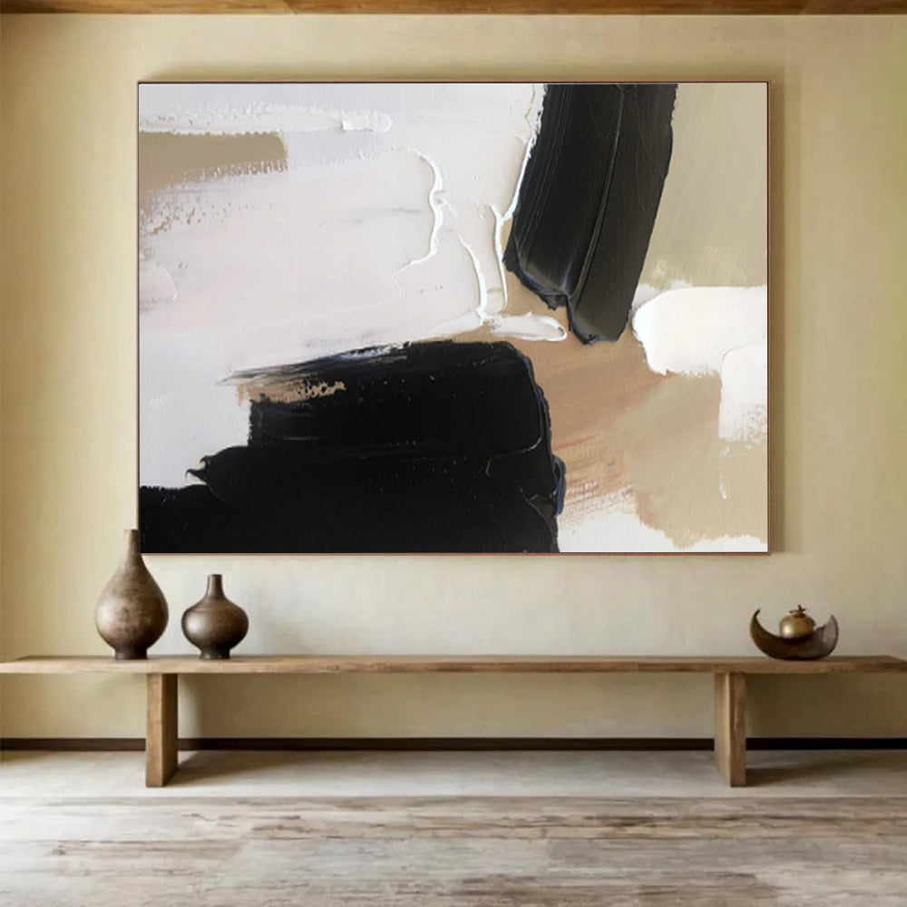 Neutral Palette with Contrast - Elegant Abstract Painting On Canvas DKS316