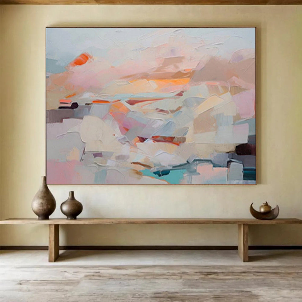 “Pastel Block Abstract” - Gentle Abstract Painting On Canvas DKS410