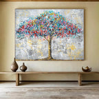 “Colorful Blossom Tree” - Impasto Oil Painting on Canvas PT1514