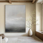 Gray and White Minimalist, "Silent Horizon" – Minimalist Abstract Painting On Canvas PS1013