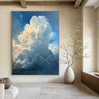 “Blue - White Fluffy Clouds” - Impressionistic Sky Painting On Canvas DS006