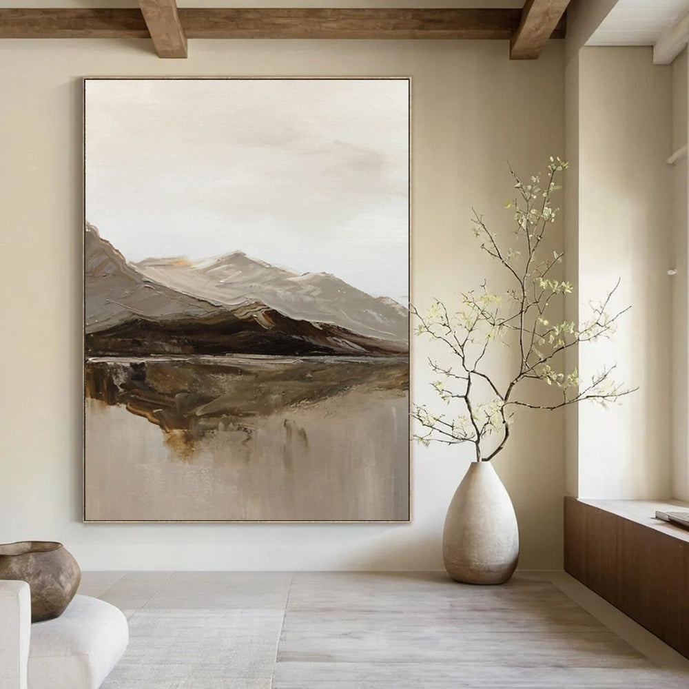 “Mountain and Lake Reflection” - Landscape - Inspired Abstract Painting On Canvas DS358