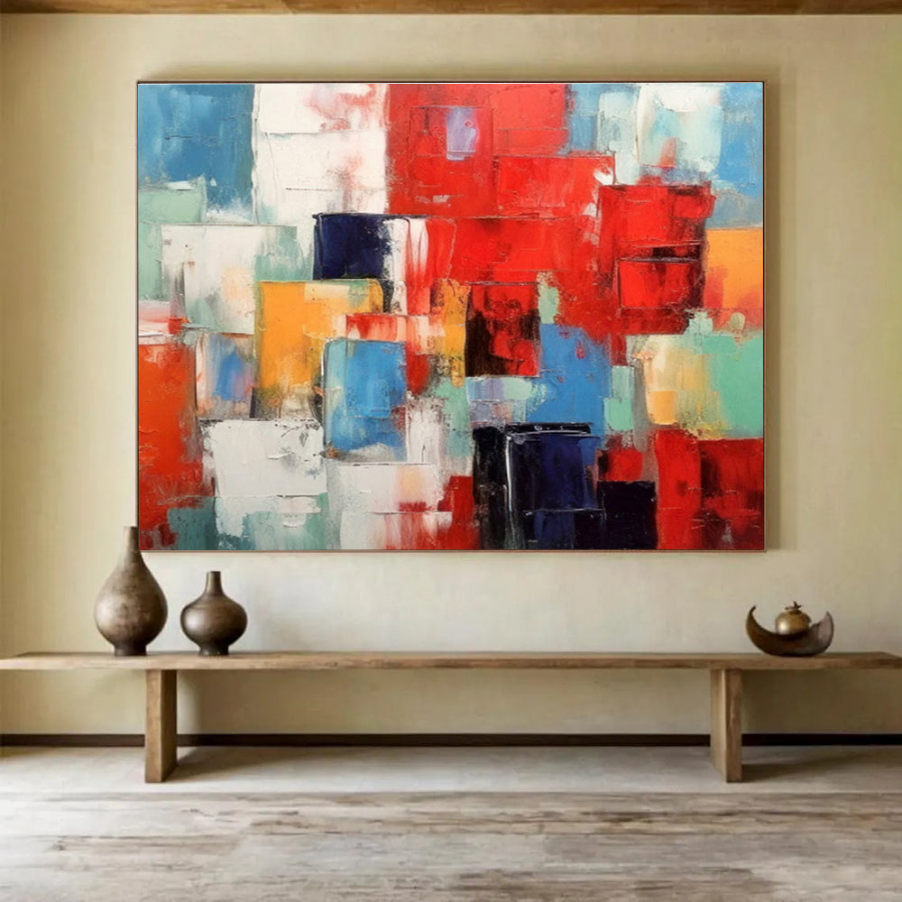 “Colorful Cube Cluster” Abstract Painting On Canvas DKS277