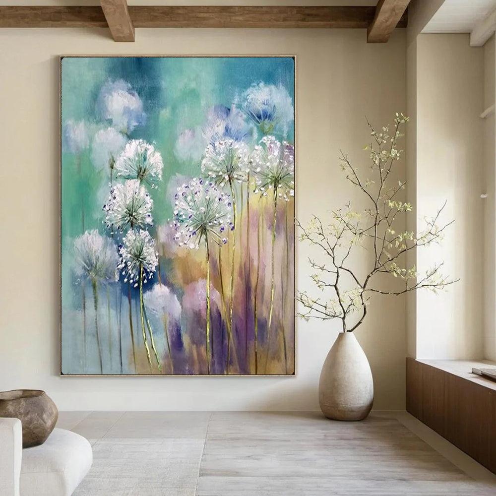 Dandelion Dreams Soft - Hued Floral Impasto, Painting On Canvas PT2151