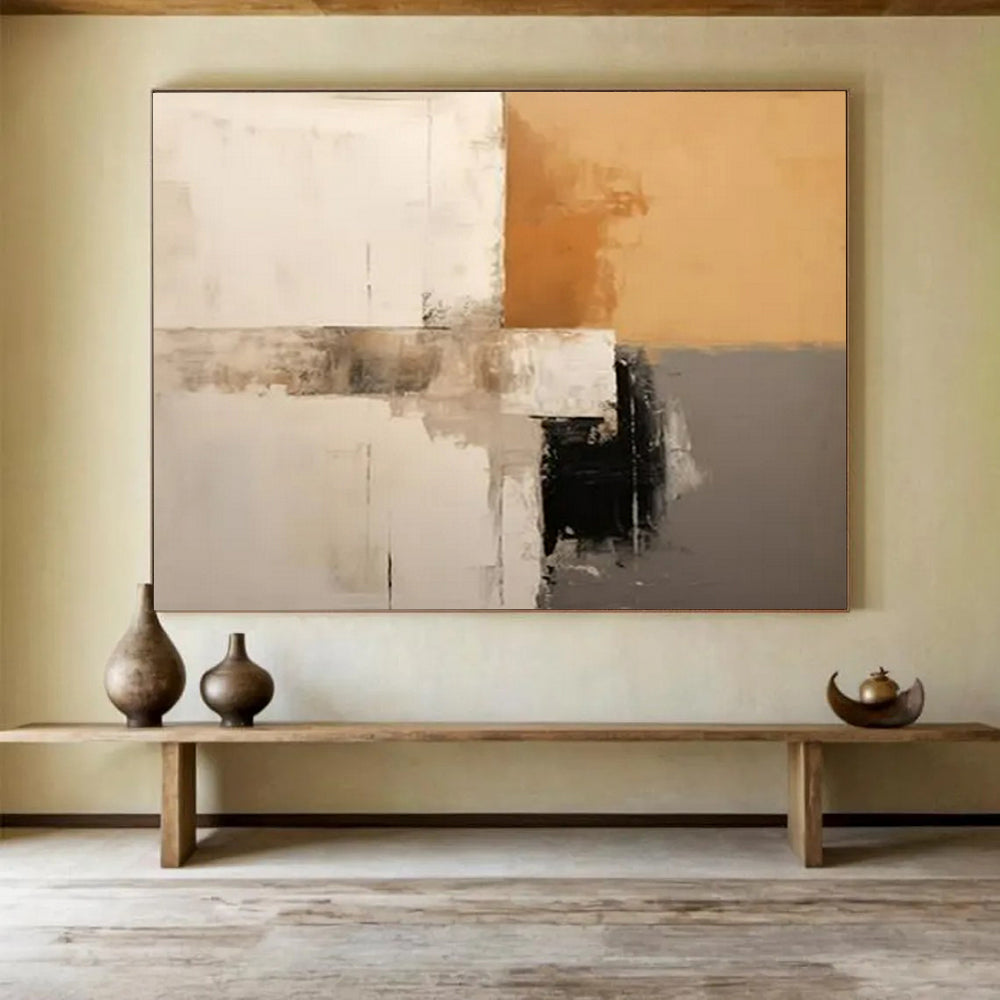 “Neutral - Tone Abstract Geometry” - Brown - Gray - White Abstract Painting On Canvas PT1573