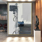 “Gray - Blue Textured Abstraction” - Gray, Blue, White Abstract Painting On Canvas PS0491