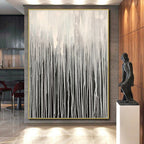 “Black - White Dripping Abstract Curtain” - Minimalist Abstract Painting On Canvas PS0302
