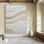 “White Textured Waves” - Textural Abstract Painting On Canvas PT1024