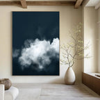 “Dark Sky with White Clouds” - Minimalist Nature Study Painting On Canvas DS233